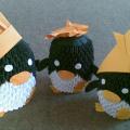 origami: pingvinų šeimyna