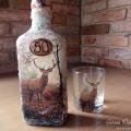 GitanaDesign - Dekoruotas viskio butelis "briedis"