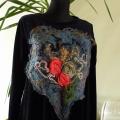 GitanaDesign - Veliūro suknelė su aplikacija "Šilko rožės"