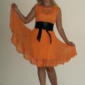Oranžinė lino suknelė