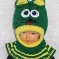 salikuciai - Merino vilnos kepurė šalmas Žalia katytė