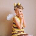 Urtestekstile - Bitės kostiumas - nerta suknelė, sparneliai ir rageliai