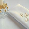 Urtestekstile - Siuvinėtos servetėlės vestuvėms - su inicialais ir vestuvių data