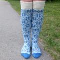 junman - Ilgos vilnonės kojinaitės su mėlynais žvaigždučių raštais