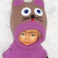 Kepurė šalmas mergaitei Violetinė-ruda katytė