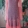 Knitfinity - Lininė koralo spalvos suknelė