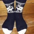 Knitfinity - Tamsiai mėlynos kojinės su briedžiais