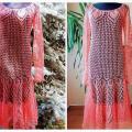 Lininė koralo spalvos suknelė
