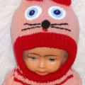 salikuciai - Kepurė šalmas mergaitei  Rožinė raudona katytė