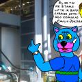 Batuotas Katinas parduotuvėje "Iki", Panevėžyje susimąstęs žvelgia į neįgaliųjų liftą