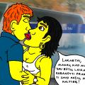 Burtininkas Larnetas ir Viltė Asalibeteraitė karštai bučiuojasi Panevėžio autobusų stotyje