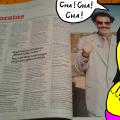 Katinų pora drauge juokiasi iš interviu su Boratu, išspausdinto žurnale "FHM"