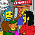 Tinkis Vinkis su draugais Kupiškyje eina apsipirkti į prekybos centrą "T - MARKET"