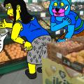 Vienaturtis - Batuotas ir Ksena Katinai Panevėžio parduotuvėje "Iki" perka egzotinius vaisius