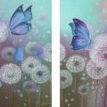 VLabinaite - aliejinė tapyba "Mėlyni drugeliai" 50x100